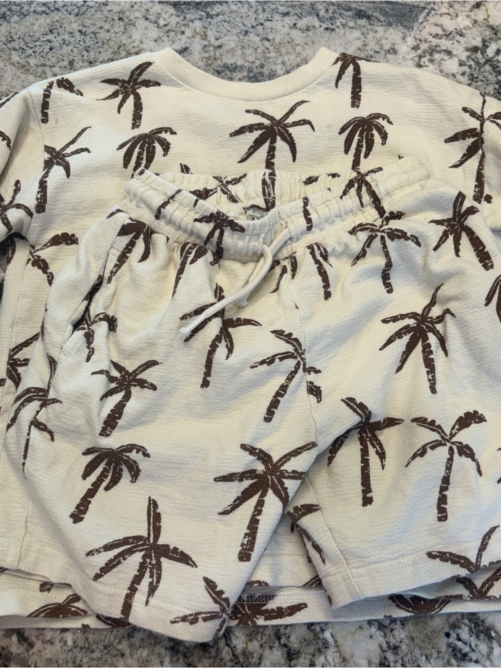 Kids Palm-Print Long Sleeve Top - Cream/Brown 5/6 NEXT